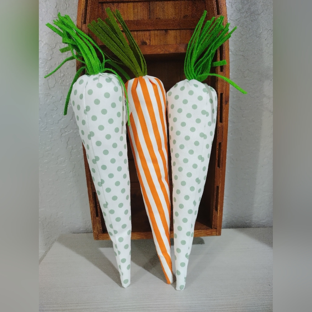 3) BUNDLE Carrots Stuffed Plush Easter Polka Dot Striped JUMBO 15" NWT